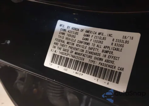 2017 Honda Accord Sport Se from USA, damaged, VIN 1HGCR2F17HA033308